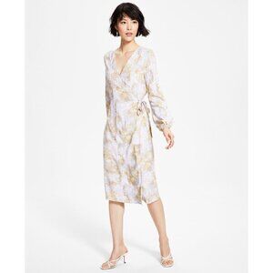 Tinsel Petite Large Midi Snake Print Long Sleeve Wrap Dress NWT